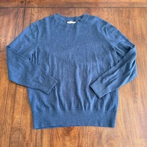 Everlane The No-Sweat LS Blue Heather Sweater | Uniform Organic Cotton Men L